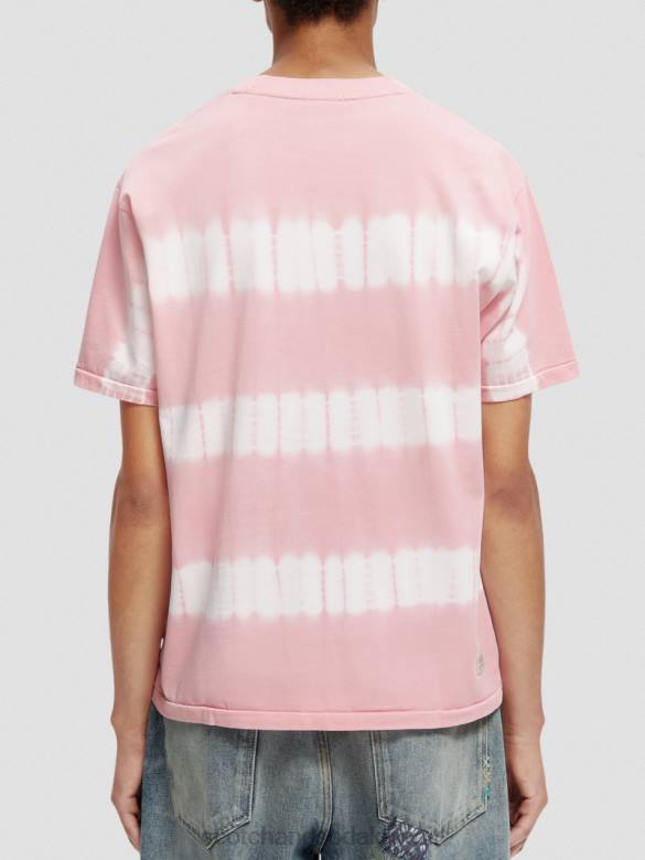 ملابس Scotch & Soda تي شيرت بقصة مريحة وصبغ عضوي وَردَة رجال N0V4390
