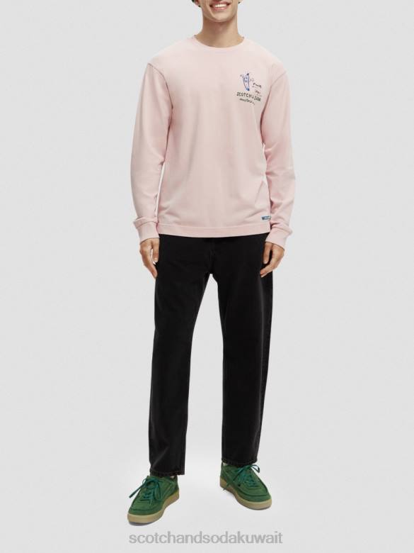 ملابس Scotch & Soda تي شيرت من القطن العضوي بأكمام طويلة وَردَة رجال N0V4392