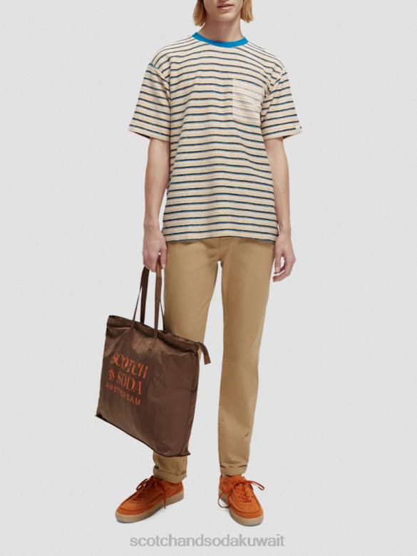 ملابس Scotch & Soda تي شيرت مخطط بجيوب من القطن العضوي التحرير والسرد ب رجال N0V4395