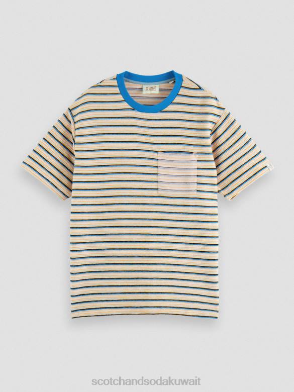ملابس Scotch & Soda تي شيرت مخطط بجيوب من القطن العضوي التحرير والسرد ب رجال N0V4395