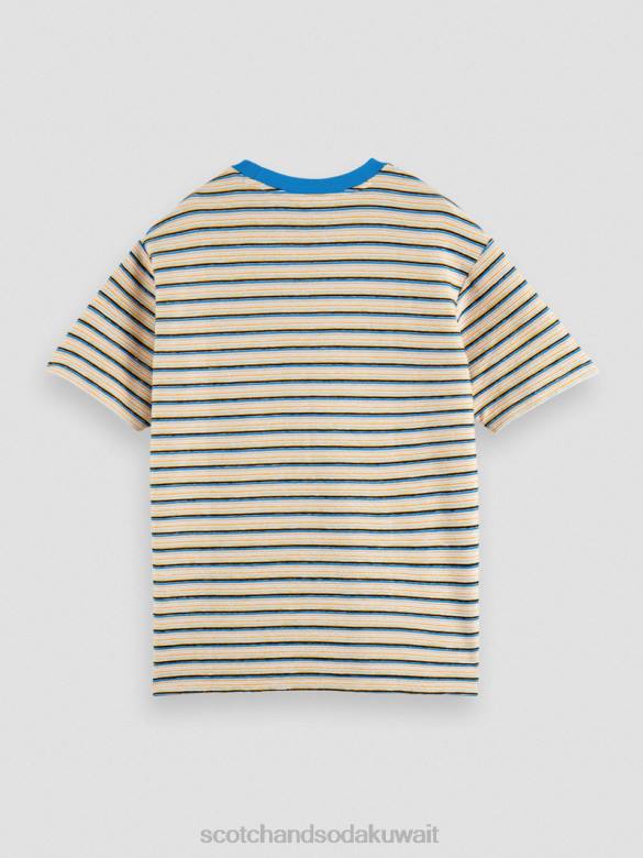 ملابس Scotch & Soda تي شيرت مخطط بجيوب من القطن العضوي التحرير والسرد ب رجال N0V4395