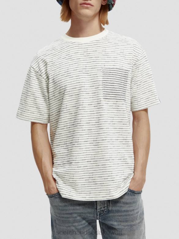 ملابس Scotch & Soda تي شيرت مخطط بجيوب من القطن العضوي التحرير والسرد أ رجال N0V4396