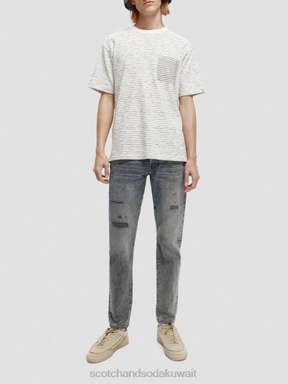 ملابس Scotch & Soda تي شيرت مخطط بجيوب من القطن العضوي التحرير والسرد أ رجال N0V4396