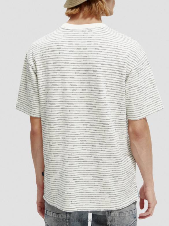 ملابس Scotch & Soda تي شيرت مخطط بجيوب من القطن العضوي التحرير والسرد أ رجال N0V4396