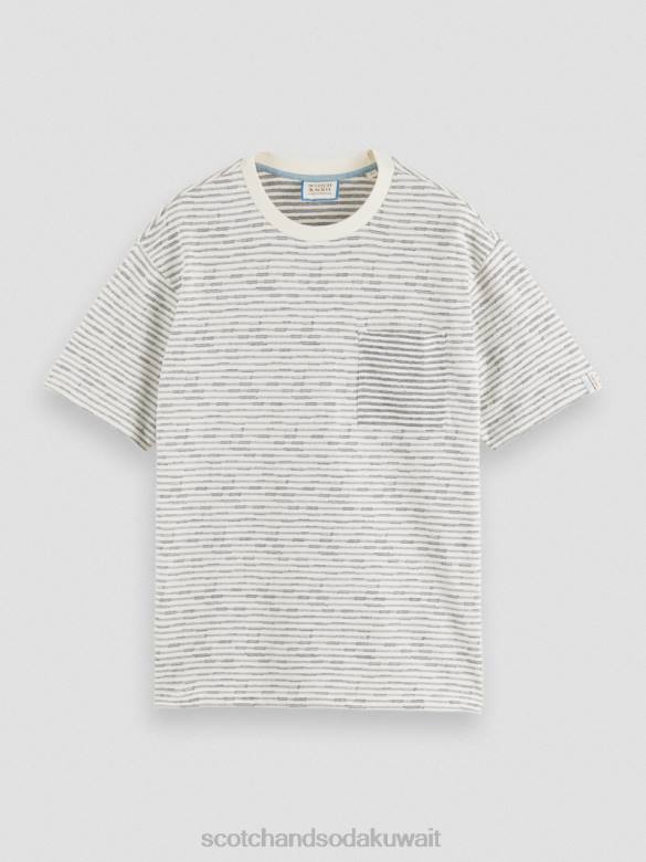 ملابس Scotch & Soda تي شيرت مخطط بجيوب من القطن العضوي التحرير والسرد أ رجال N0V4396