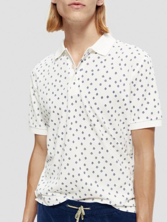 ملابس Scotch & Soda بولو بيكيه مطبوع من القطن العضوي التحرير والسرد ه رجال N0V4397