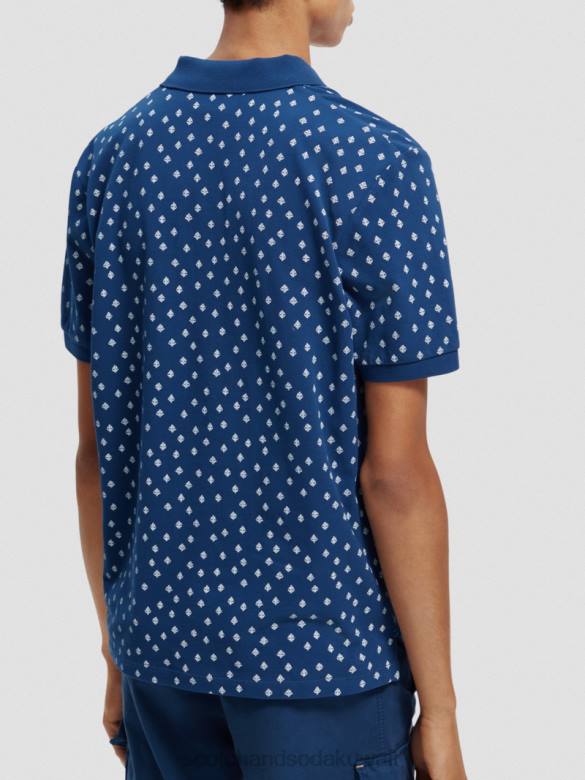 ملابس Scotch & Soda بولو بيكيه مطبوع من القطن العضوي التحرير والسرد و رجال N0V4398
