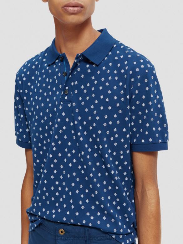 ملابس Scotch & Soda بولو بيكيه مطبوع من القطن العضوي التحرير والسرد و رجال N0V4398