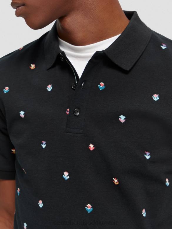 ملابس Scotch & Soda بولو بيكيه مطبوع من القطن العضوي التحرير والسرد ب رجال N0V4399