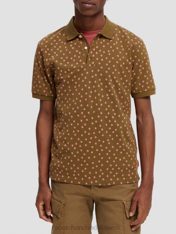 ملابس Scotch & Soda بولو بيكيه مطبوع من القطن العضوي التحرير والسرد د رجال N0V4400