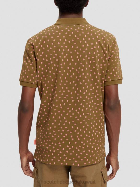 ملابس Scotch & Soda بولو بيكيه مطبوع من القطن العضوي التحرير والسرد د رجال N0V4400