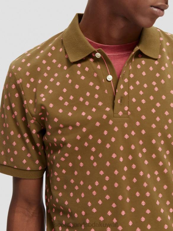 ملابس Scotch & Soda بولو بيكيه مطبوع من القطن العضوي التحرير والسرد د رجال N0V4400