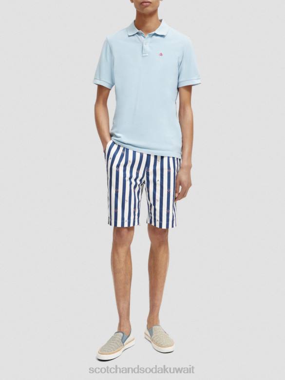ملابس Scotch & Soda قميص بولو من القطن العضوي المصبوغ بالملابس البحر الأزرق رجال N0V4401