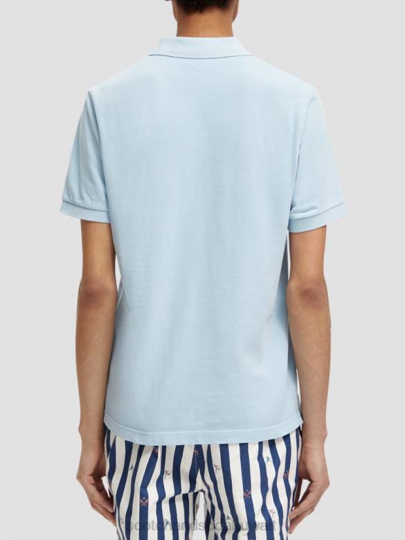 ملابس Scotch & Soda قميص بولو من القطن العضوي المصبوغ بالملابس البحر الأزرق رجال N0V4401