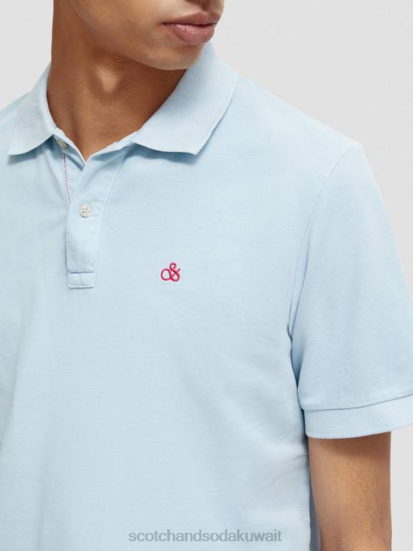 ملابس Scotch & Soda قميص بولو من القطن العضوي المصبوغ بالملابس البحر الأزرق رجال N0V4401