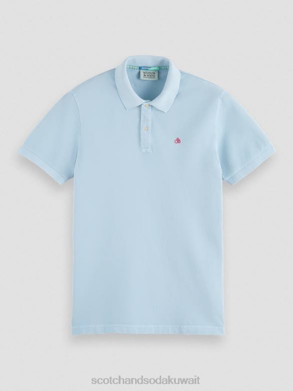 ملابس Scotch & Soda قميص بولو من القطن العضوي المصبوغ بالملابس البحر الأزرق رجال N0V4401