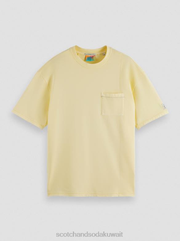 ملابس Scotch & Soda تي شيرت فضفاض مصبوغ بجيب موز رجال N0V4407