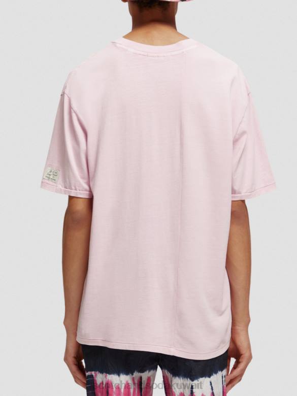 ملابس Scotch & Soda تي شيرت فضفاض مصبوغ بجيب الحجر الوردي رجال N0V4408