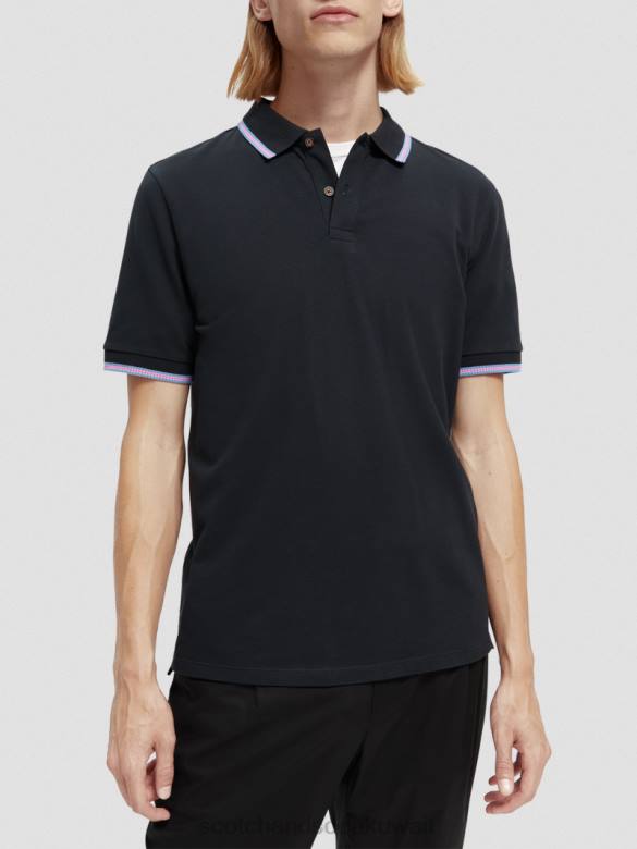 ملابس Scotch & Soda قميص بولو بيكيه بحواف متباينة من القطن العضوي ليلة رجال N0V4409