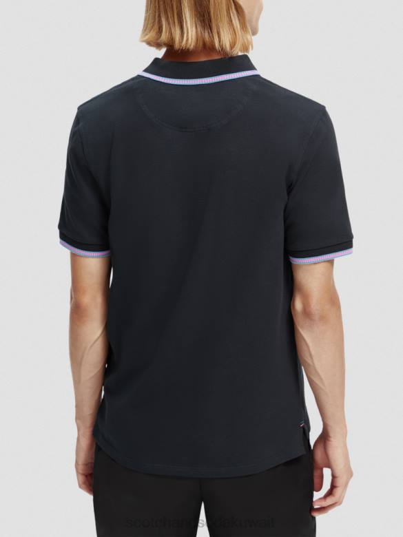 ملابس Scotch & Soda قميص بولو بيكيه بحواف متباينة من القطن العضوي ليلة رجال N0V4409