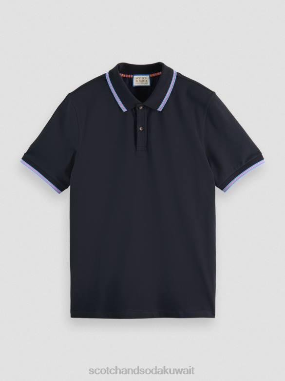 ملابس Scotch & Soda قميص بولو بيكيه بحواف متباينة من القطن العضوي ليلة رجال N0V4409