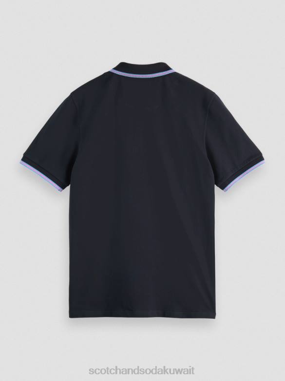 ملابس Scotch & Soda قميص بولو بيكيه بحواف متباينة من القطن العضوي ليلة رجال N0V4409