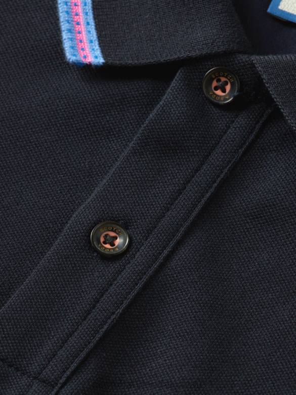 ملابس Scotch & Soda قميص بولو بيكيه بحواف متباينة من القطن العضوي ليلة رجال N0V4409