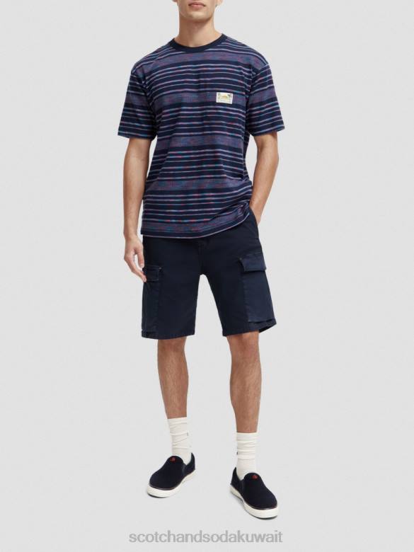 ملابس Scotch & Soda تي شيرت مخطط من الجيرسيه العضوي متعدد الخطوط رجال N0V4413
