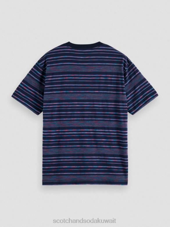 ملابس Scotch & Soda تي شيرت مخطط من الجيرسيه العضوي متعدد الخطوط رجال N0V4413