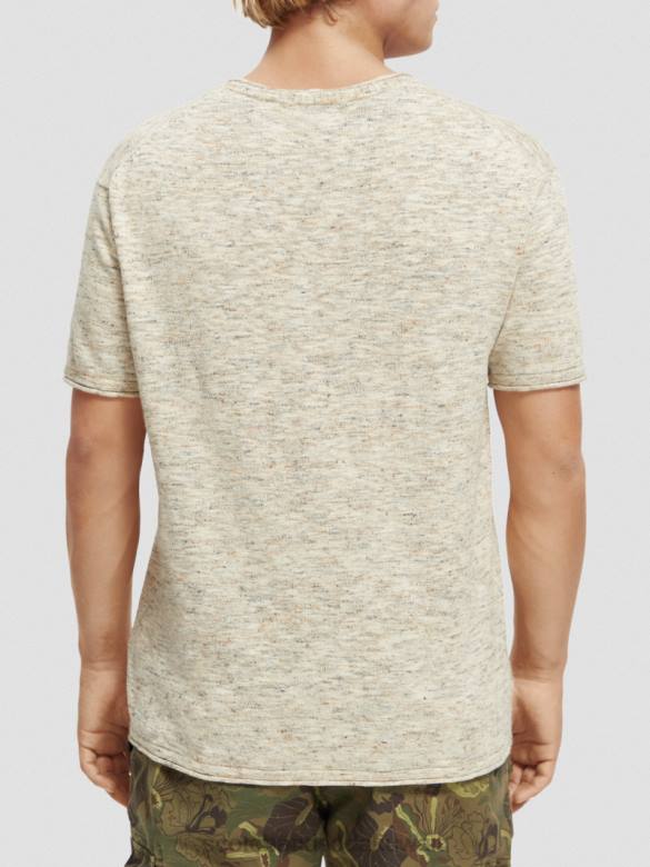 ملابس Scotch & Soda مزيج العمل الفني جيوب تي شيرت مزيج الرمال رجال N0V4414