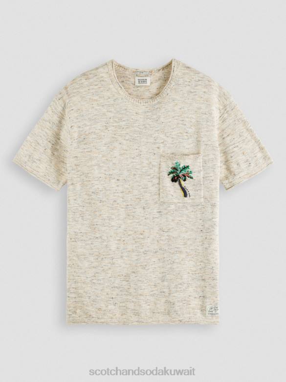 ملابس Scotch & Soda مزيج العمل الفني جيوب تي شيرت مزيج الرمال رجال N0V4414