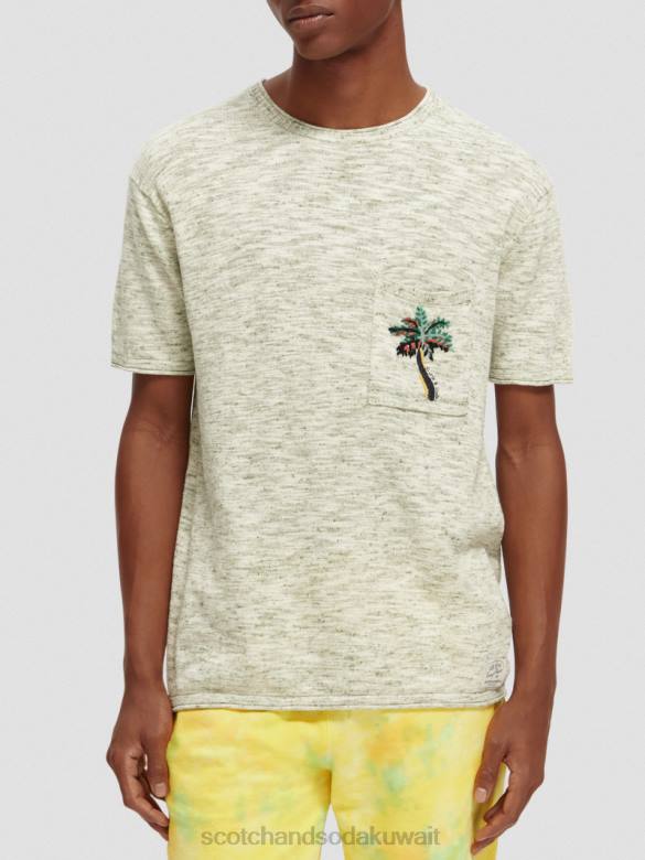 ملابس Scotch & Soda مزيج العمل الفني جيوب تي شيرت مزيج الجيش رجال N0V4415