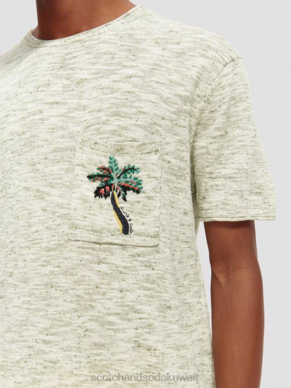 ملابس Scotch & Soda مزيج العمل الفني جيوب تي شيرت مزيج الجيش رجال N0V4415