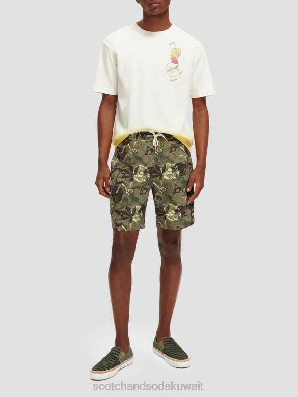 ملابس Scotch & Soda تي شيرت مريح مصبوغ بعمل فني أبيض رجال N0V4418