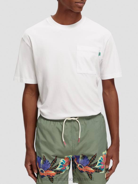 ملابس Scotch & Soda تي شيرت عمل فني مريح أبيض رجال N0V4422