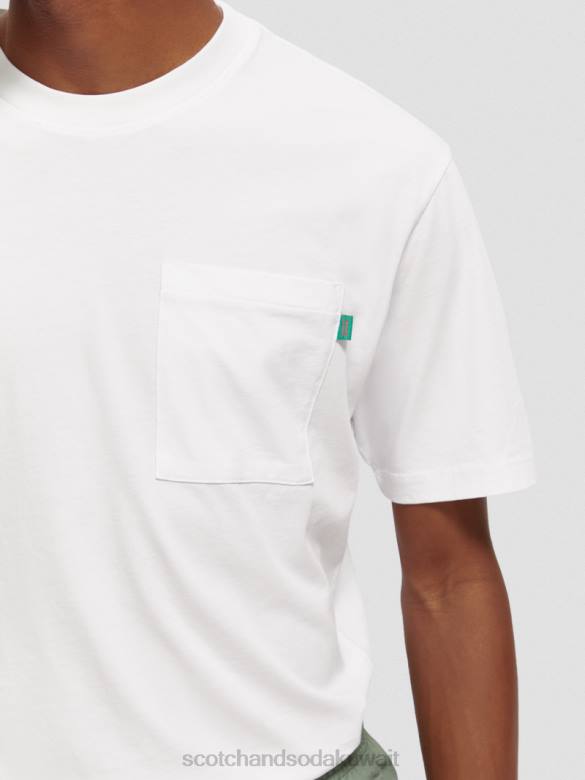 ملابس Scotch & Soda تي شيرت عمل فني مريح أبيض رجال N0V4422