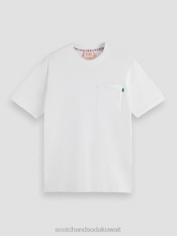 ملابس Scotch & Soda تي شيرت عمل فني مريح أبيض رجال N0V4422