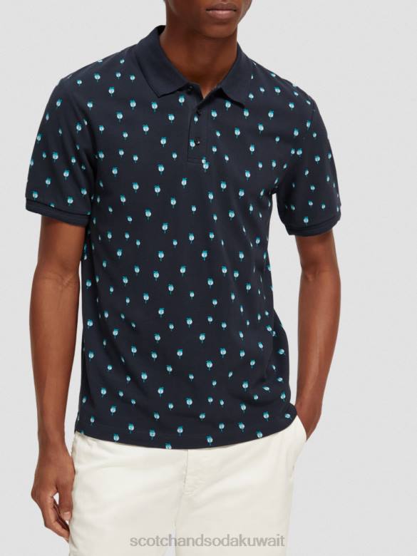 ملابس Scotch & Soda تي شيرت عضوي مطبوع بمقاس عادي القوات البحرية رجال N0V4425