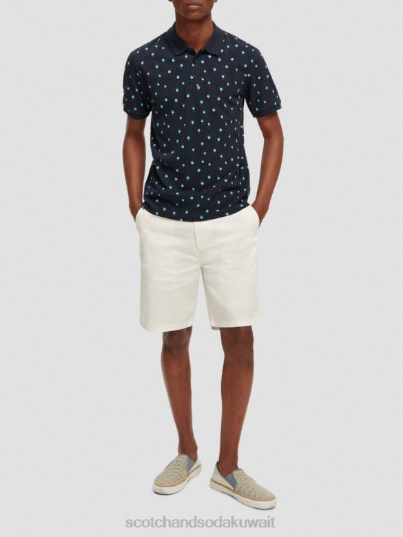 ملابس Scotch & Soda تي شيرت عضوي مطبوع بمقاس عادي القوات البحرية رجال N0V4425