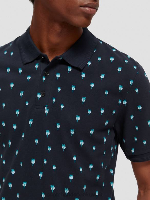 ملابس Scotch & Soda تي شيرت عضوي مطبوع بمقاس عادي القوات البحرية رجال N0V4425