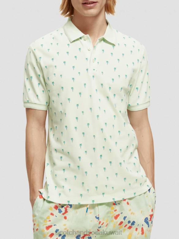 ملابس Scotch & Soda تي شيرت عضوي مطبوع بمقاس عادي نعناع رجال N0V4426