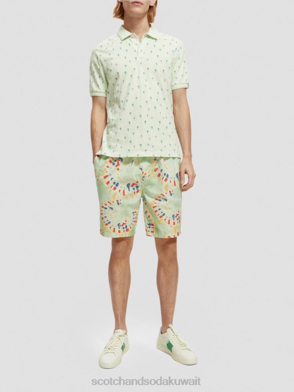 ملابس Scotch & Soda تي شيرت عضوي مطبوع بمقاس عادي نعناع رجال N0V4426
