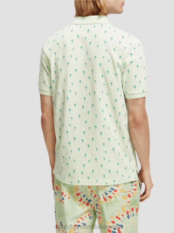 ملابس Scotch & Soda تي شيرت عضوي مطبوع بمقاس عادي نعناع رجال N0V4426