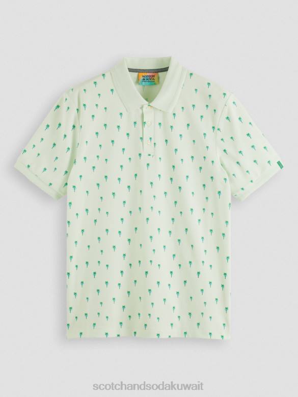 ملابس Scotch & Soda تي شيرت عضوي مطبوع بمقاس عادي نعناع رجال N0V4426