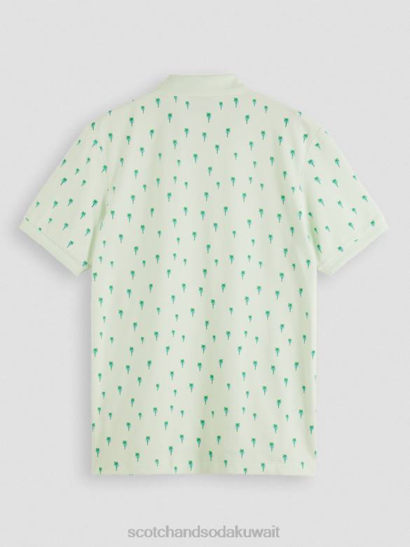 ملابس Scotch & Soda تي شيرت عضوي مطبوع بمقاس عادي نعناع رجال N0V4426
