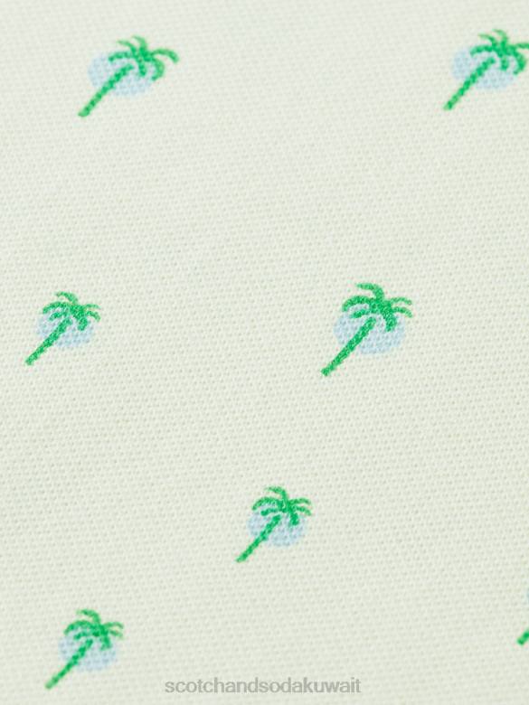 ملابس Scotch & Soda تي شيرت عضوي مطبوع بمقاس عادي نعناع رجال N0V4426