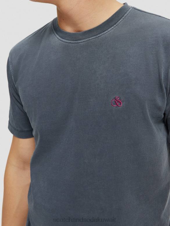 ملابس Scotch & Soda تي شيرت مصبوغ بقصة عادية القوات البحرية رجال N0V4427
