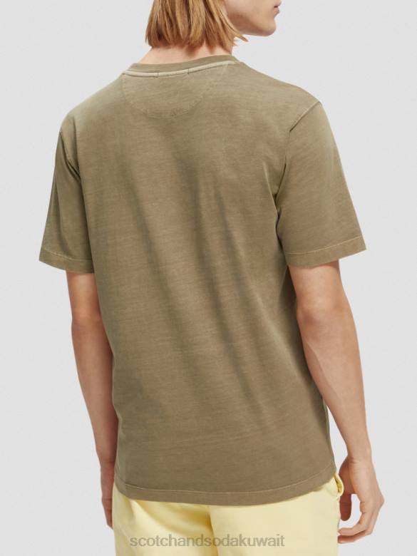 ملابس Scotch & Soda تي شيرت مصبوغ بقصة عادية الكاكي رجال N0V4429