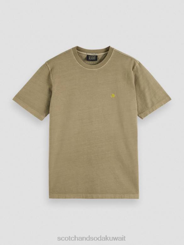 ملابس Scotch & Soda تي شيرت مصبوغ بقصة عادية الكاكي رجال N0V4429