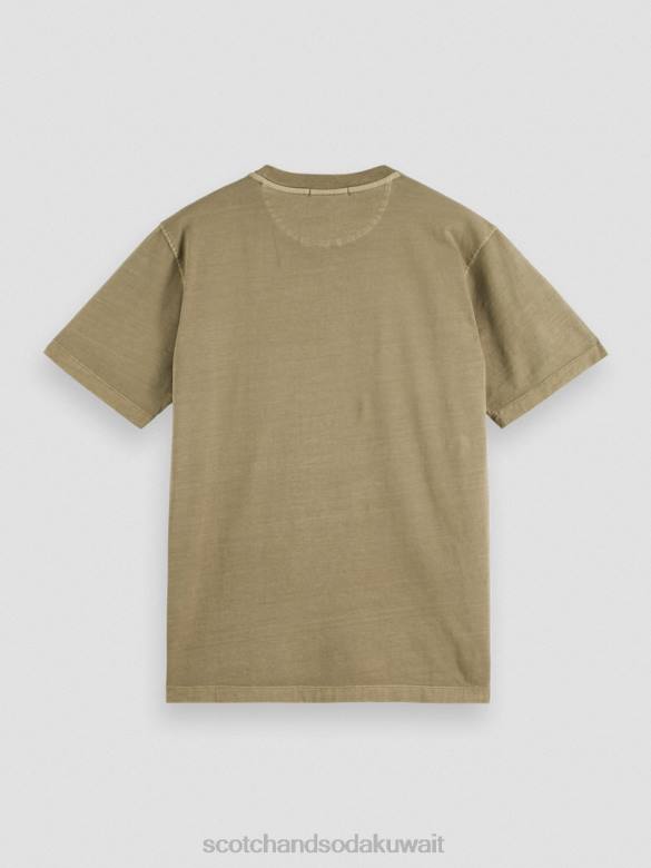 ملابس Scotch & Soda تي شيرت مصبوغ بقصة عادية الكاكي رجال N0V4429